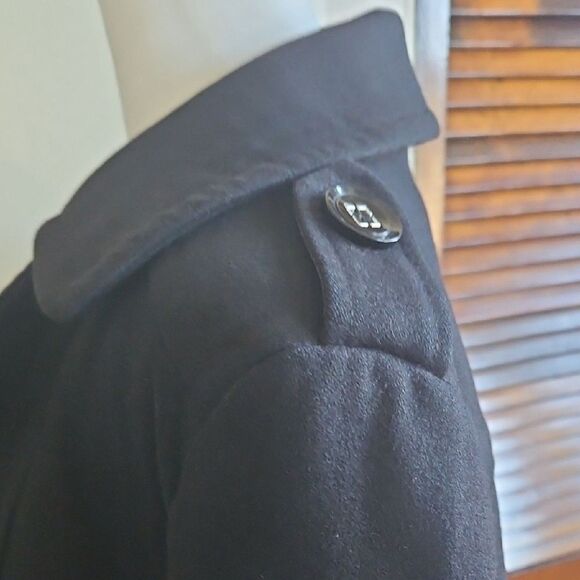 Kenneth Cole Size 4 New York Double-Breasted Wool Blend Black Pea Coat - Picture 10 of 12